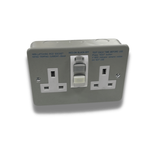 13A 2 Gang Metal Clad RCD Socket