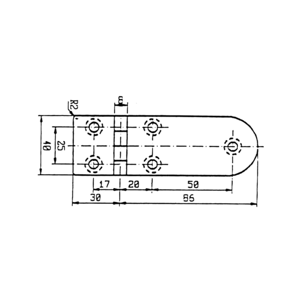 Hinge 116 x 40 - Stainless Steel
