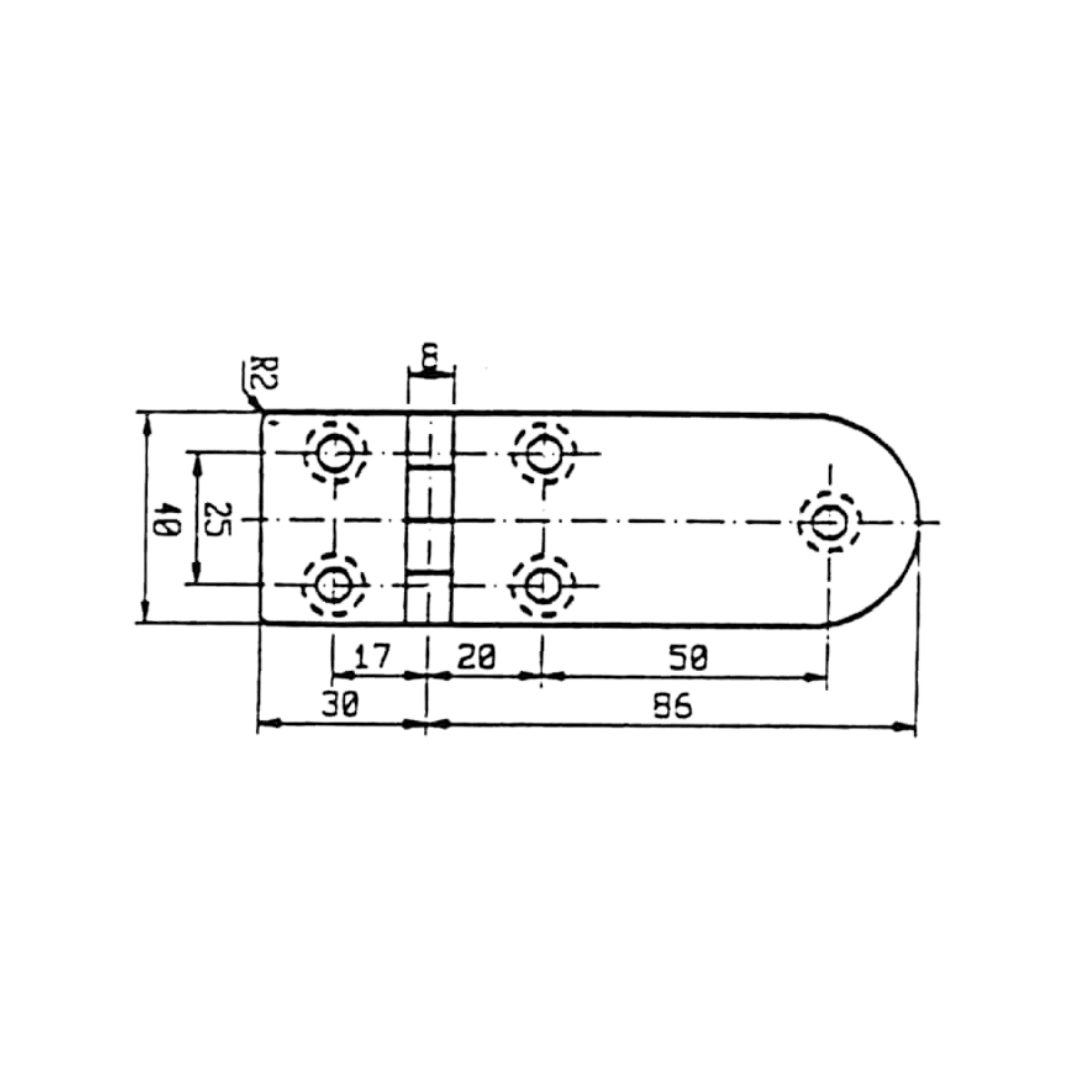 Hinge 116 x 40 - Stainless Steel