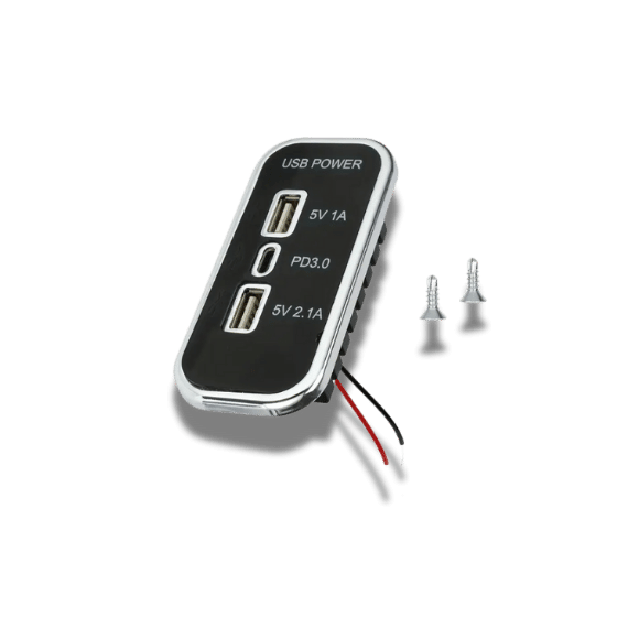 USB Outlet - 12V/24V, Dual USB A & PD3.0 USB C