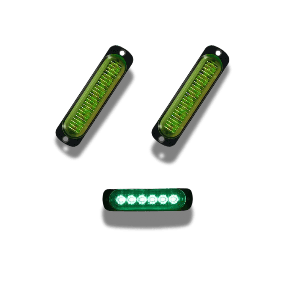 LED Light Bar - 6LED, 12-24V, Green (2pcs)