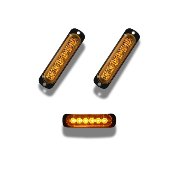 LED Light Bar - 6LED, 12-24V, Yellow (2pcs)