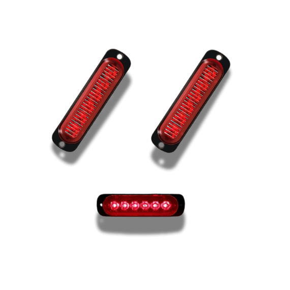 LED Light Bar - 6LED, 12-24V, Red (2pcs)