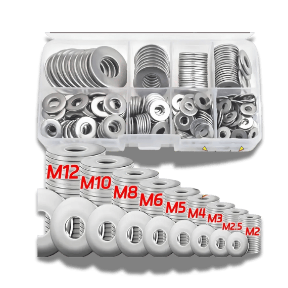 Stainless Steel Washers Set - M2-M10, 180pcs
