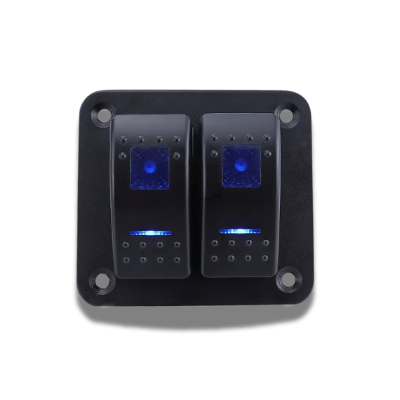 Dual Rocker Switch Panel - 12-24V, Blue LED Indicator