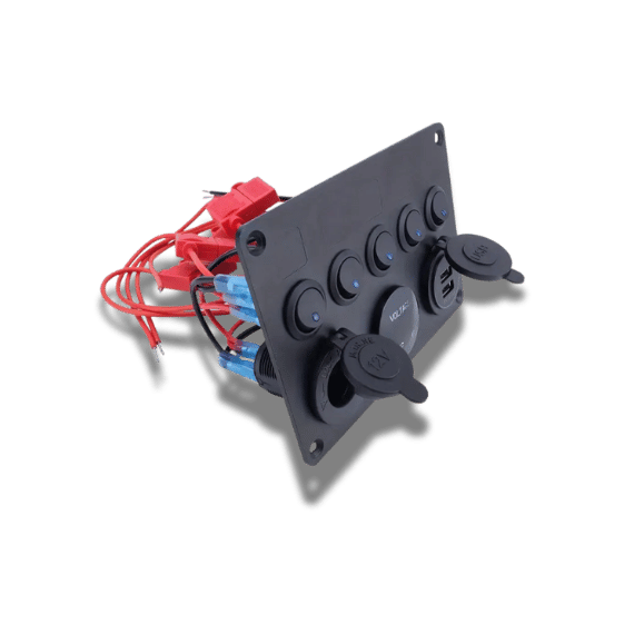 5 Sets of Rocker Switch Panels - 12V + USB, QC 3.0, LED Voltmeter