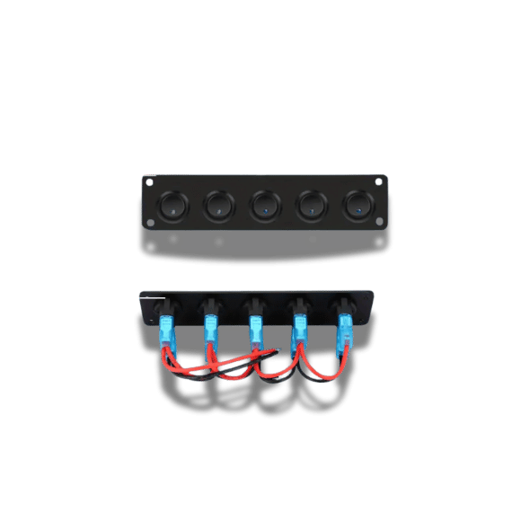 5 Gang 3-Pin Toggle Switch Panel - 12V Red for Cars & Boats