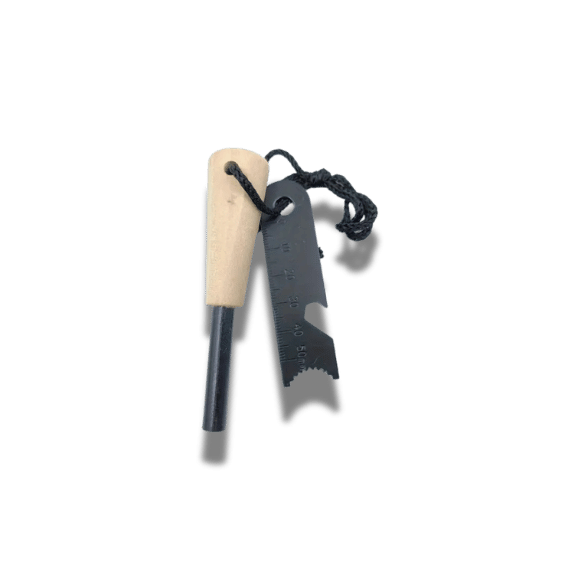 Large Magnesium Fire Starter - Wooden Handle