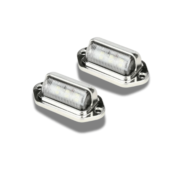 White LED Plate Lights - 12V-24V, 6-SMD - 2 Pack