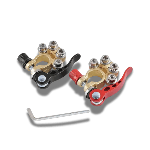 Heavy Duty Brass Battery Terminal Connectors - 4-Way Quick Disconnect