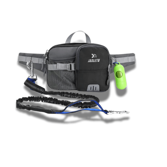 Hands Free Retractable Dog walking Bag, Bag Holder & Leash  Attach - Black