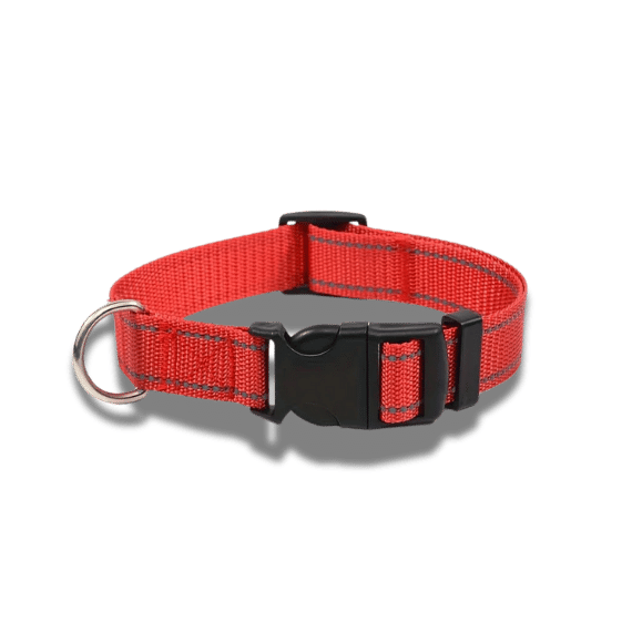 Reflective Striped Dog Collar - Red, S