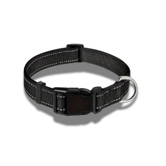 Reflective Striped Dog Collar - Black, S