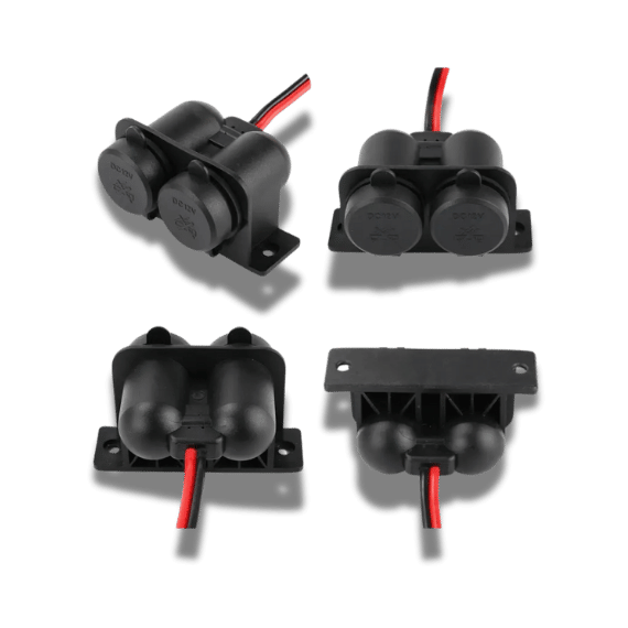 Car Plug Socket with 15A Fuse - 12V, Dual Outlet