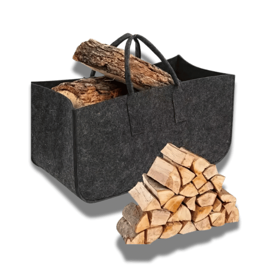 Large Felt Firewood Carrier Bag Black