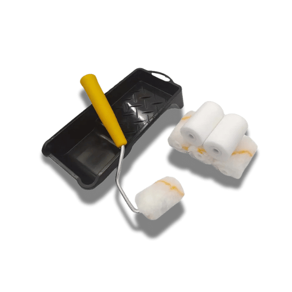 Mini 2" Paint Roller Brush Set 4 Foam, 2 Sponge, Tray