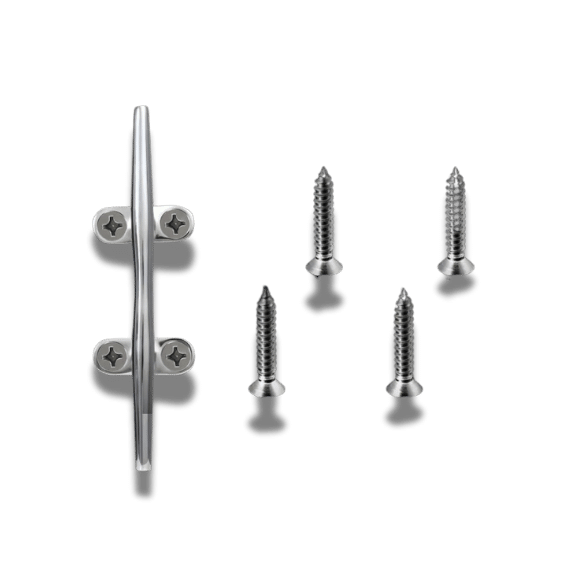 Stainless Steel Boat Cleat 4 inch with Screws One Piece
