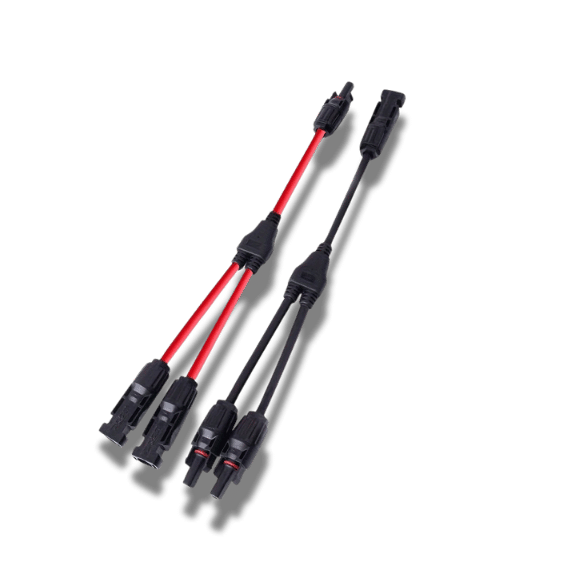 Y-Branch Solar Connector Cable: 30A High Current, 1 Pair (Black/Red)