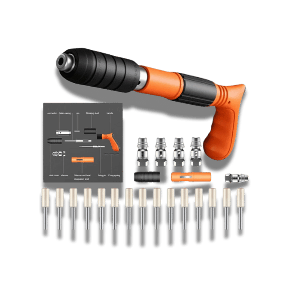 Manual Air Nail Rivet Gun: 4-Speed Power Tool ( 50 Nails Set)