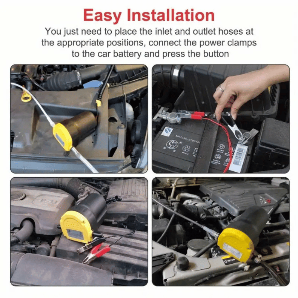 12V Fuel Transfer Pump Kit 60 W- Diesel & Engine Fluid Extractor Universal Fit, Includes Tubes & Clamps