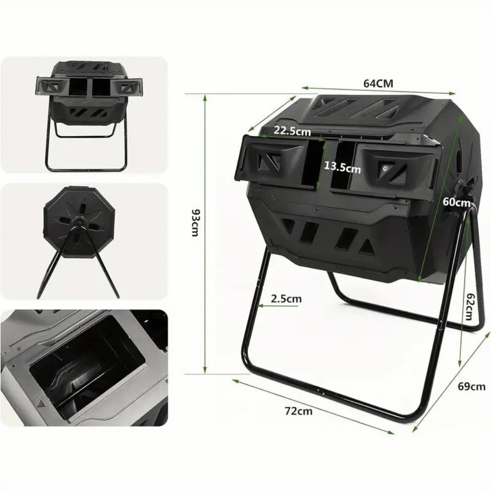 Dual Chamber Tumbling Compost Bin 160L – Rotating Composter