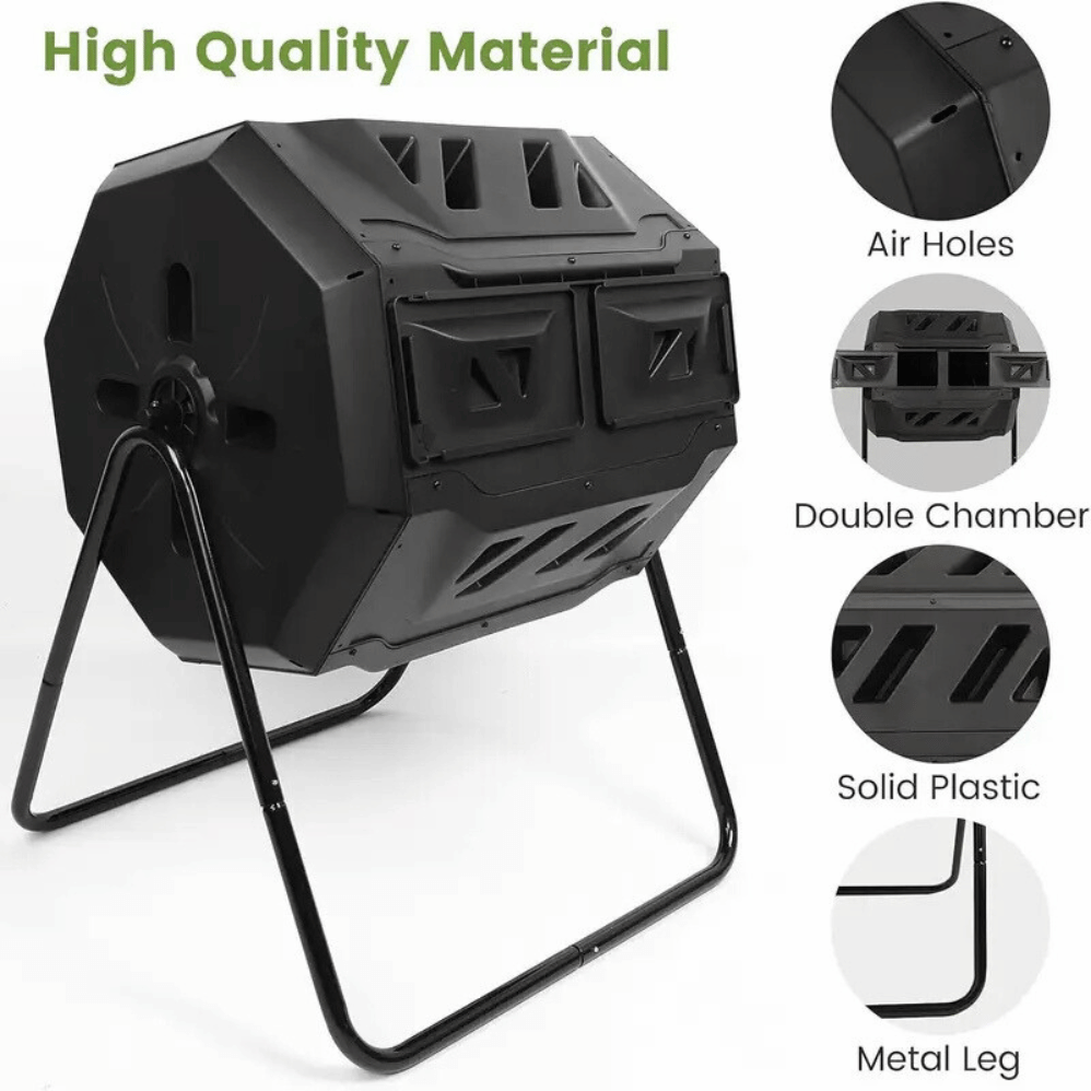 Dual Chamber Tumbling Compost Bin 160L – Rotating Composter