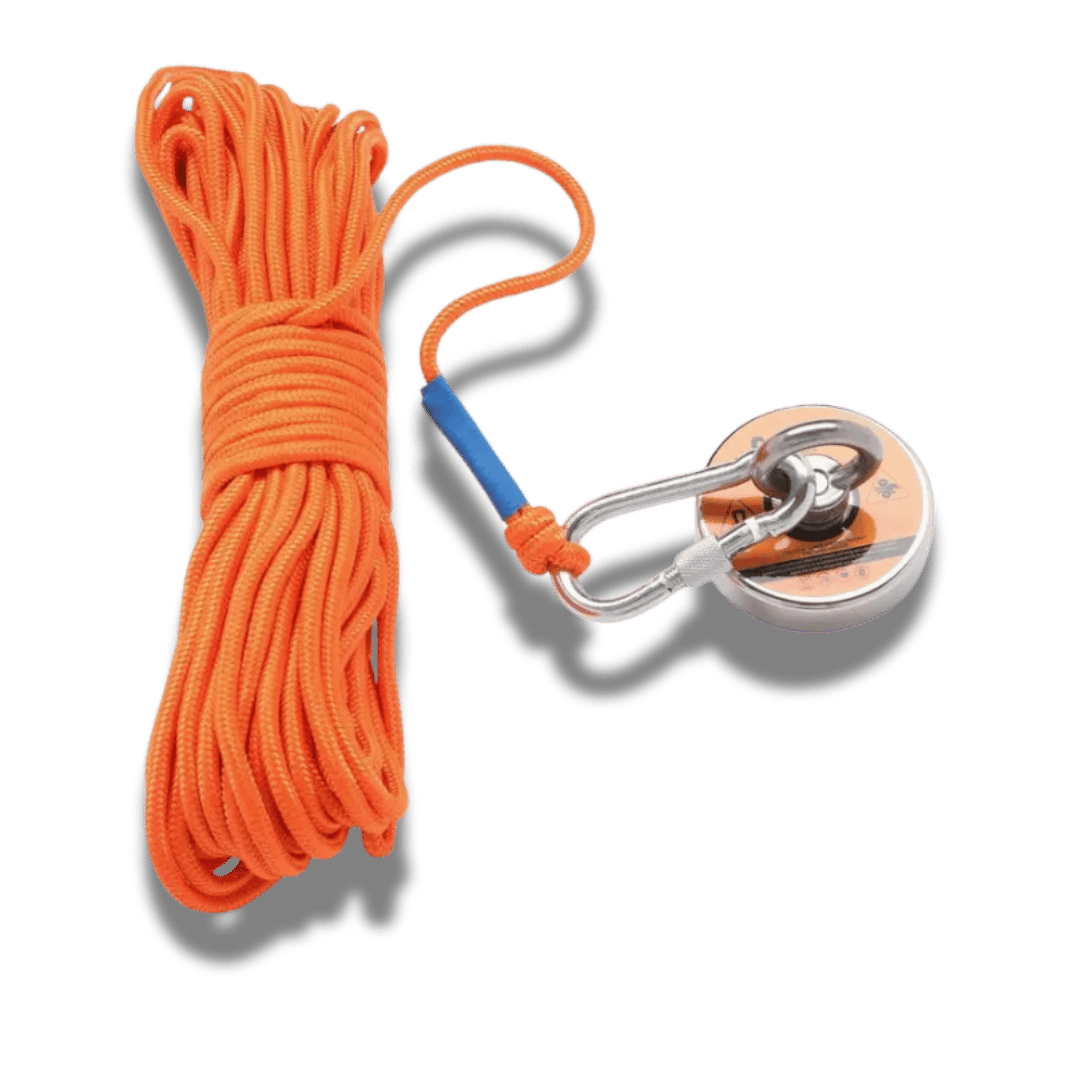 Magnet Fishing Kit -250kg 4 inch - Includes, Rope, Attachment, Glue & Gloves