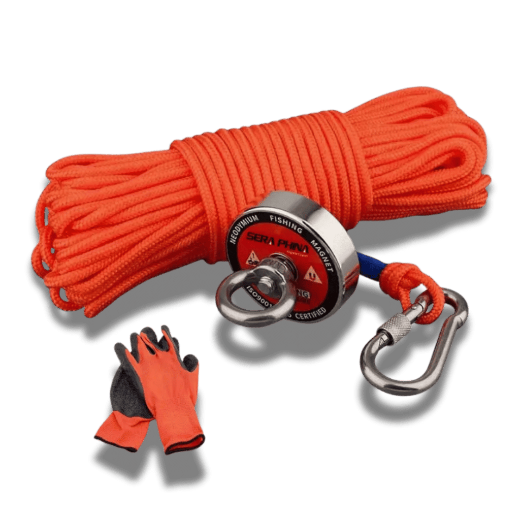 Magnet Fishing Kit -2.3 inch - Includes, Rope, Attachment & Gloves