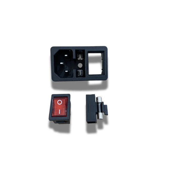 Rocker Switch Power Inlet Socket: 85-265V, (Red)