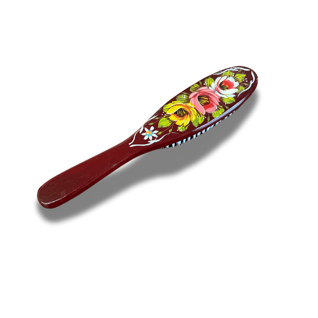 Decorative Clothes Brush- Hand Painted Rose & Castle Design - Red