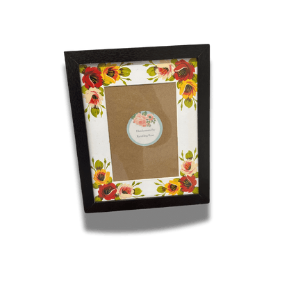 Decorative Photo Frame - Hand Painted Rose & Castle Design - Black