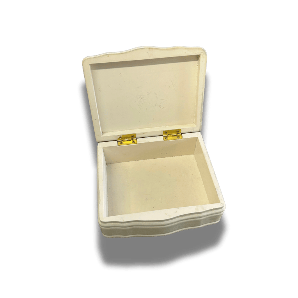 Decorative Wooden Box - Hand Painted Rose & Castle Design - Light Green