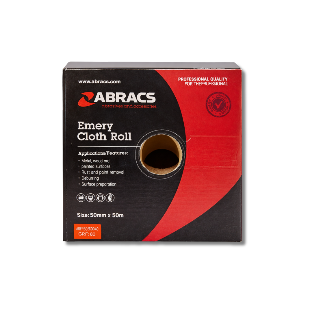 Abracs Emery Cloth Roll 80 Grit 50mm Wide – Price Per Metre