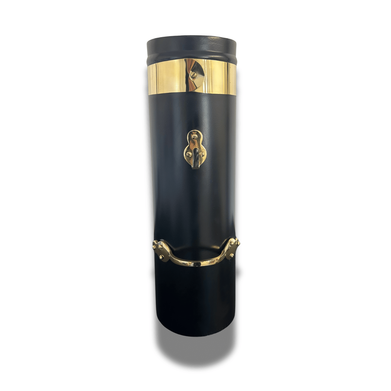18 inch 6 inch black narrowboat chimney brass band