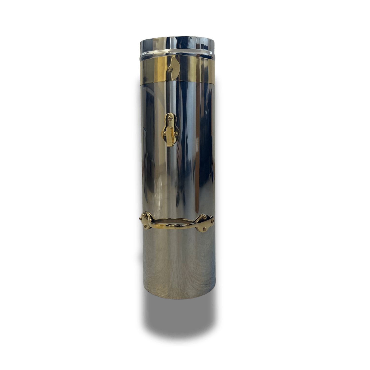 18” Stainless Steel Narrowboat Chimney 6” Flue – Double Skin with Brass Band