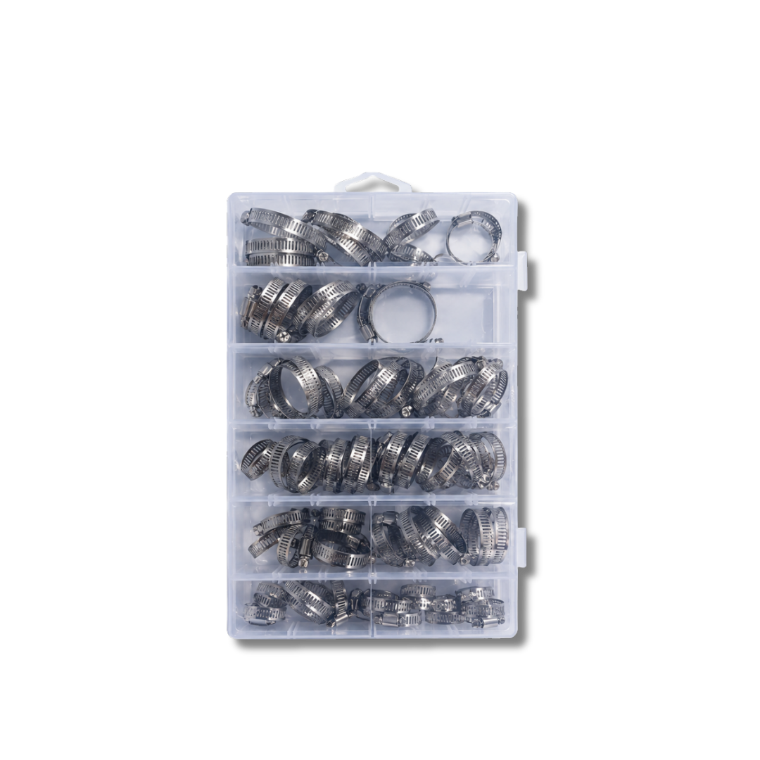 90 Pcs Stainless Steel Hose Clamp Set - 1/4" to 1-3/4" (6mm to 44mm)