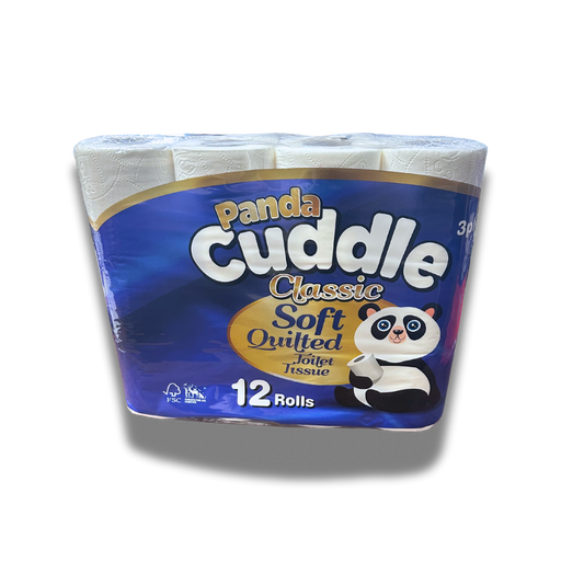 12 Rolls 3 Ply Toilet Paper - Panda Cuddle Soft Quilted