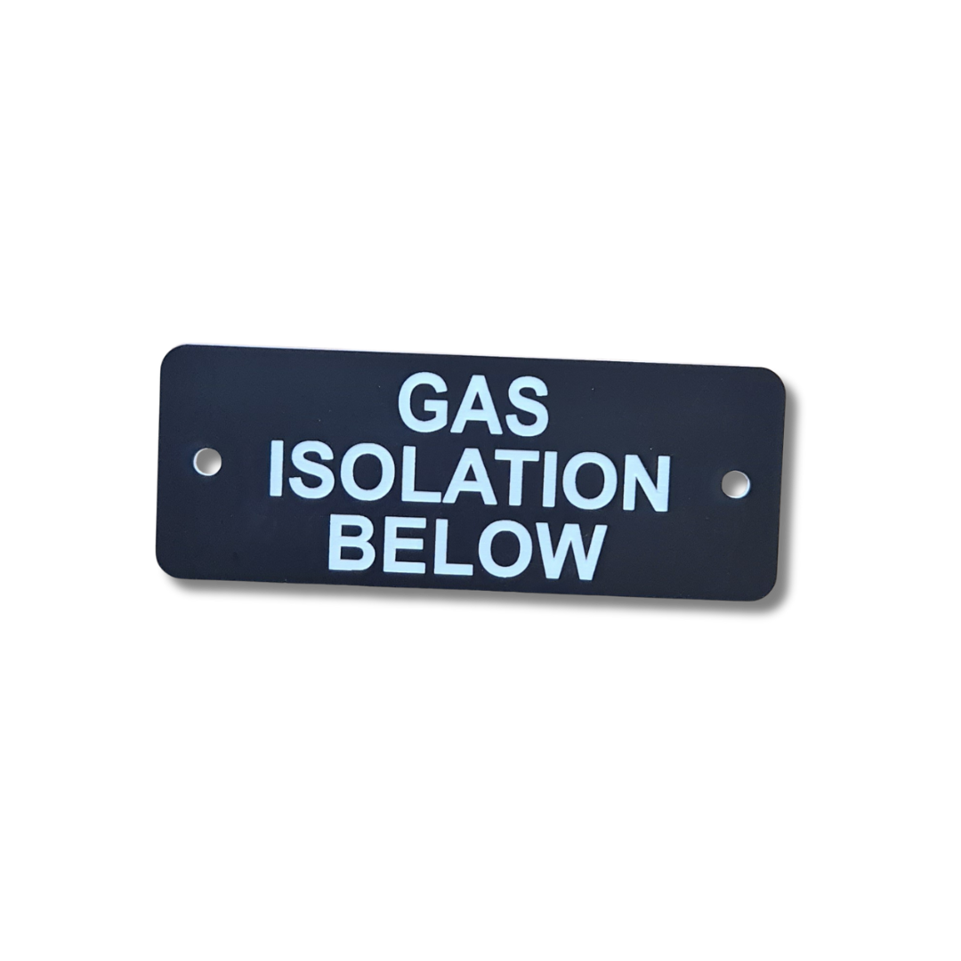 Gas Isolation Below Nameplate - Black (105mm x 40mm)