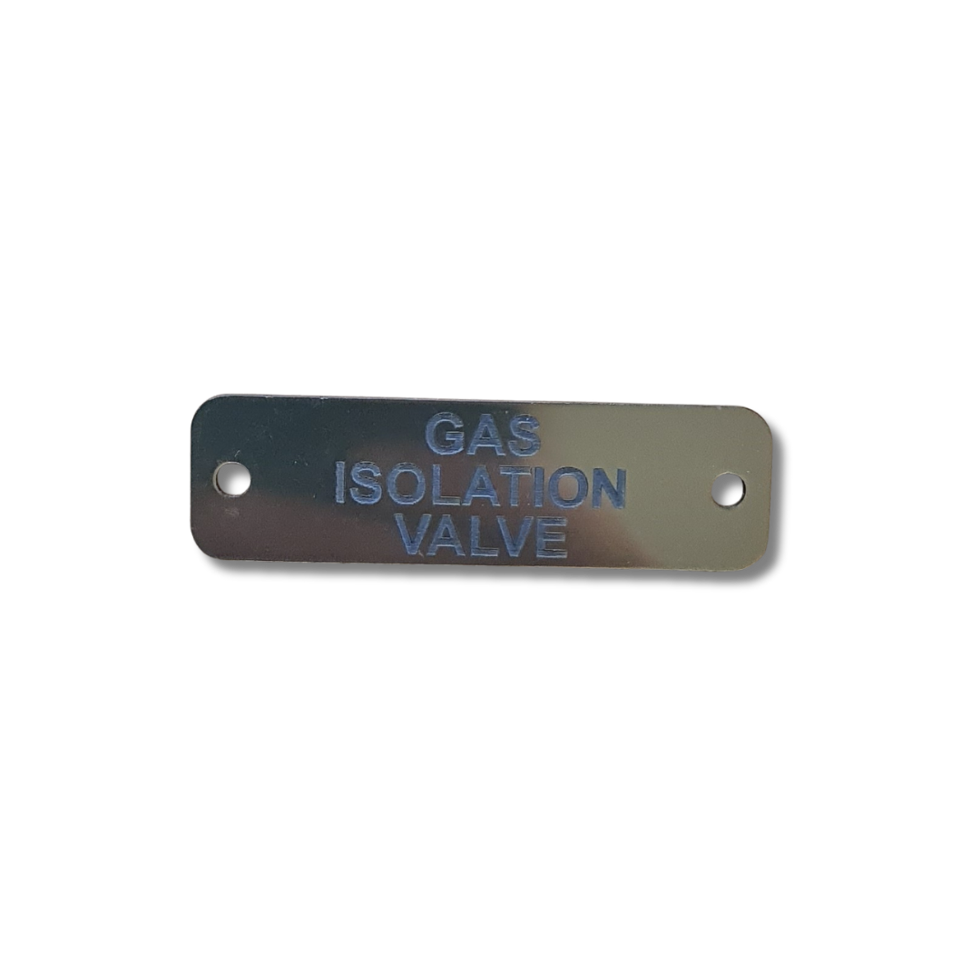 Gas Isolation Valve Nameplate - Brass (75mm x 22mm)