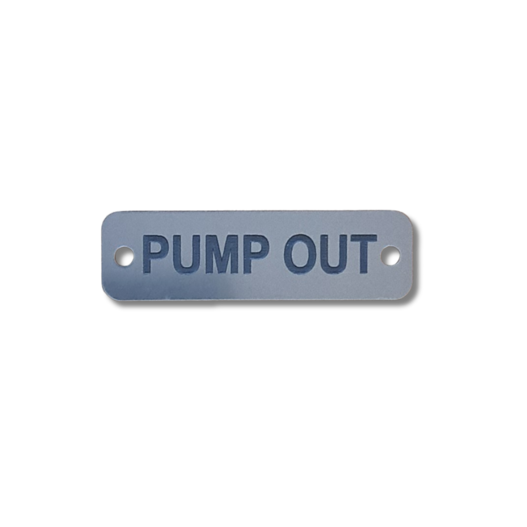 Pump Out Label (S) Silver With Black Engraving 75mm x 22mm