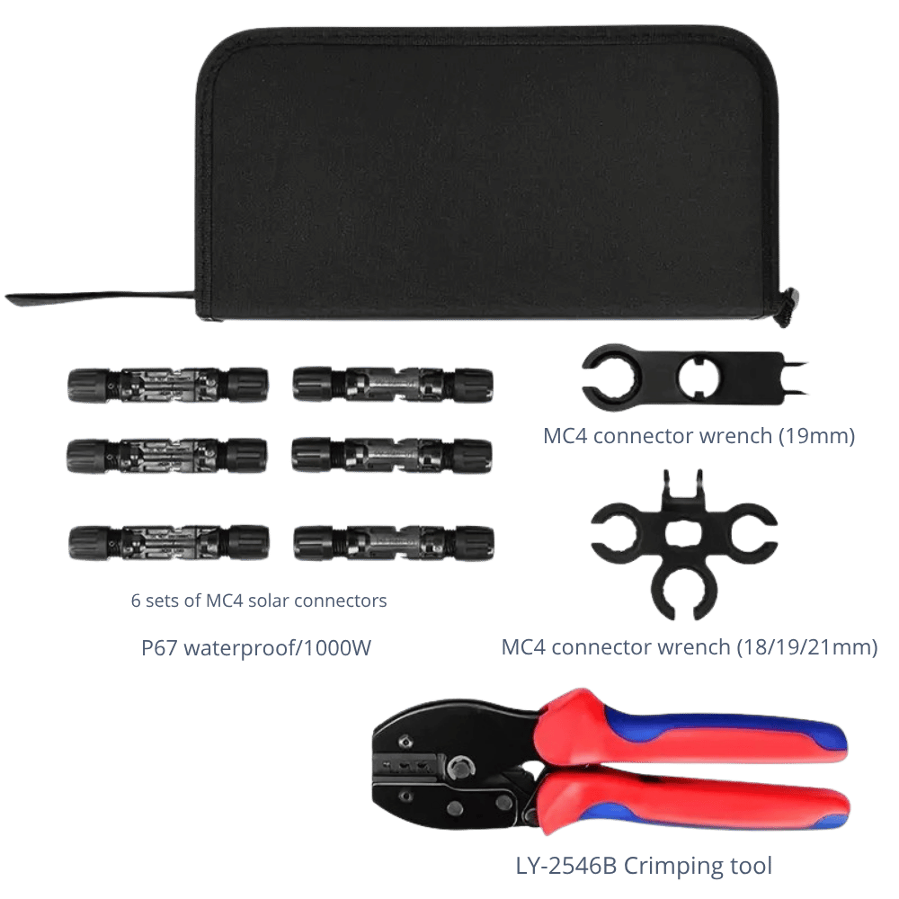27-Piece Solar Crimp Tool Kit – MC4 Crimping Tool Set with 6 Pairs of Solar Cable Connectors & Wrenches for 2.5/4/6mm² PV Cables