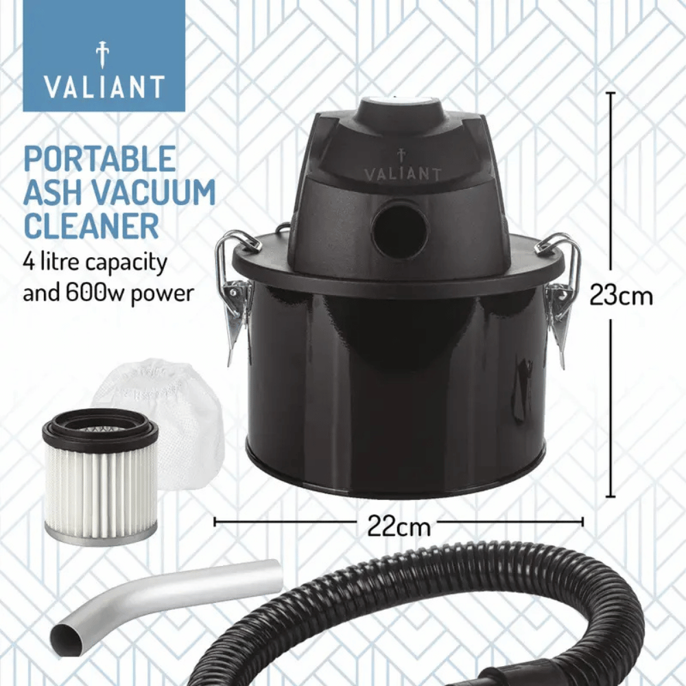 Valiant 600W Mini Ash Vacuum Cleaner – Portable 4L Fireplace, Wood Burner with HEPA Filter