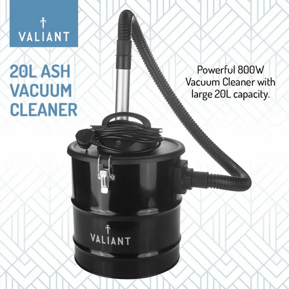 Valiant 800W Ash Vacuum Cleaner – Heavy-Duty 20L Fireplace & Stove Vacuum with HEPA Filter