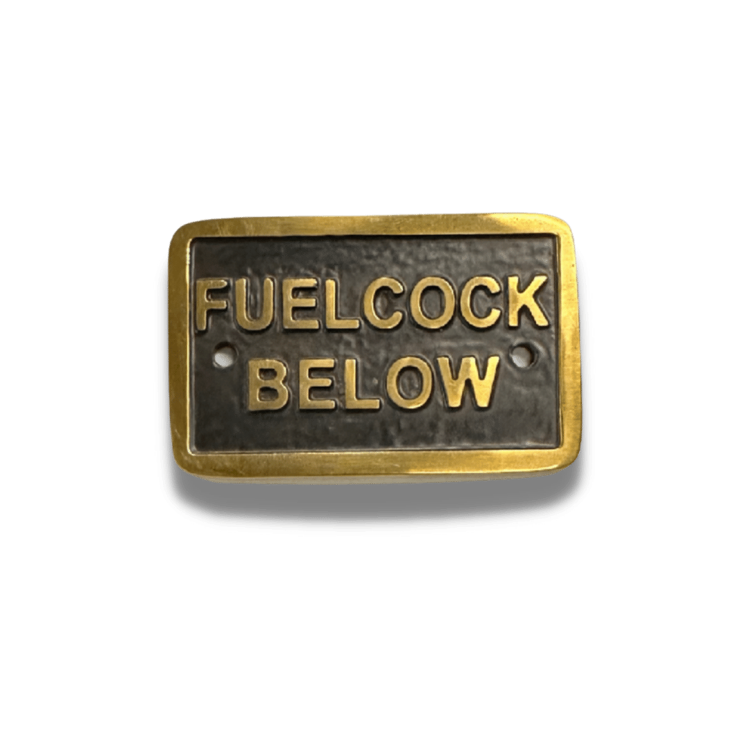 Fuelcock Below - Nameplate Brass