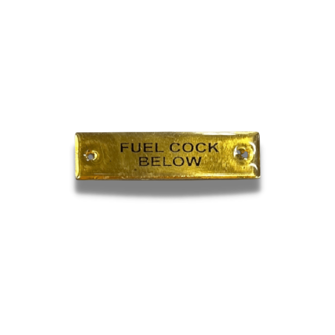 Fuelcock Below - Nameplate Brass