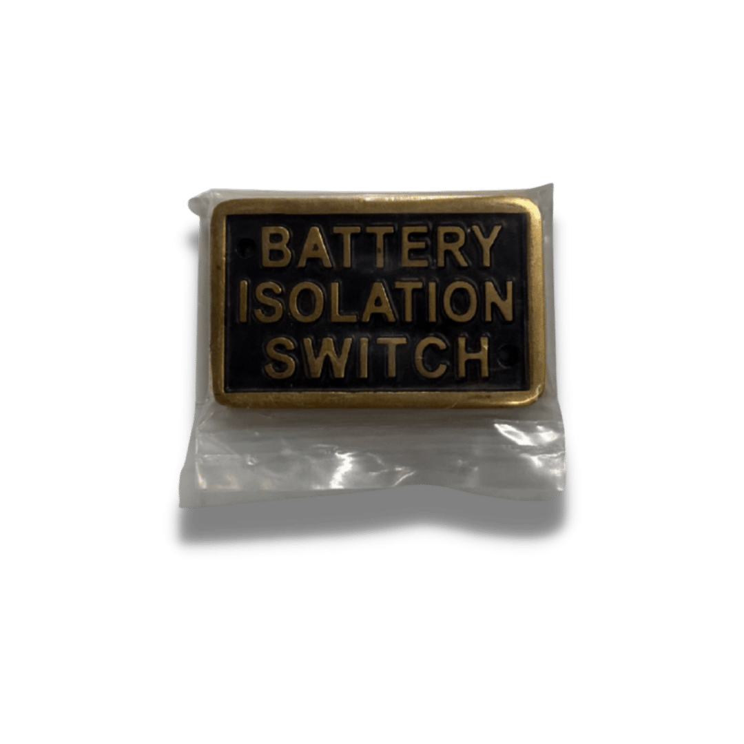 Battery Isolation Switch - Nameplate Brass with Brass Engraving & Black Background