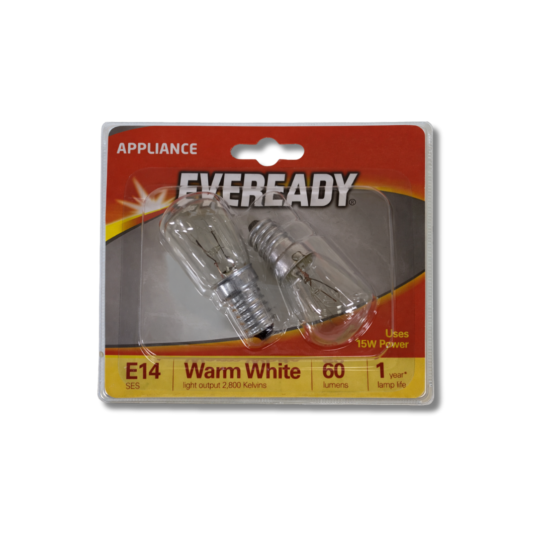 Eveready E14 SES Appliance Bulbs 15W Warm White 2 Pack