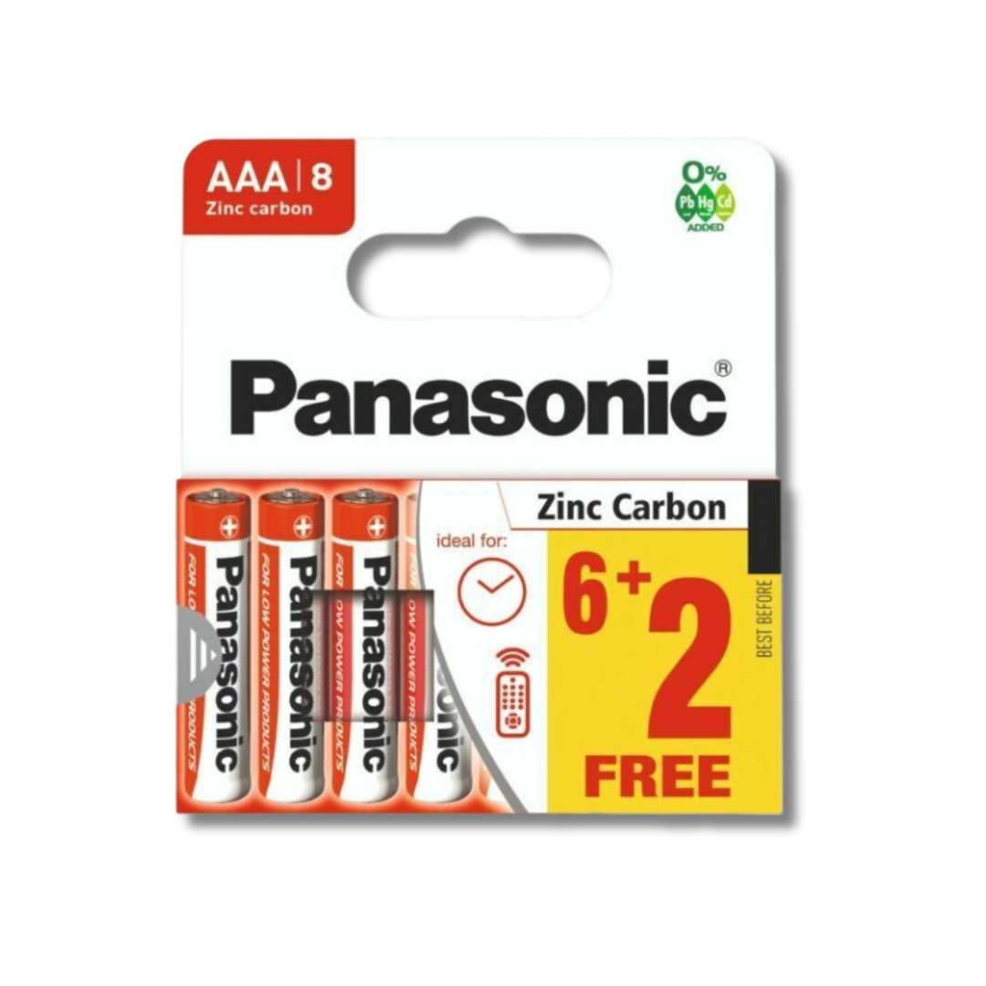 Panasonic Zinc Carbon R03RZ/8HH AAA Batteries 8 Pack