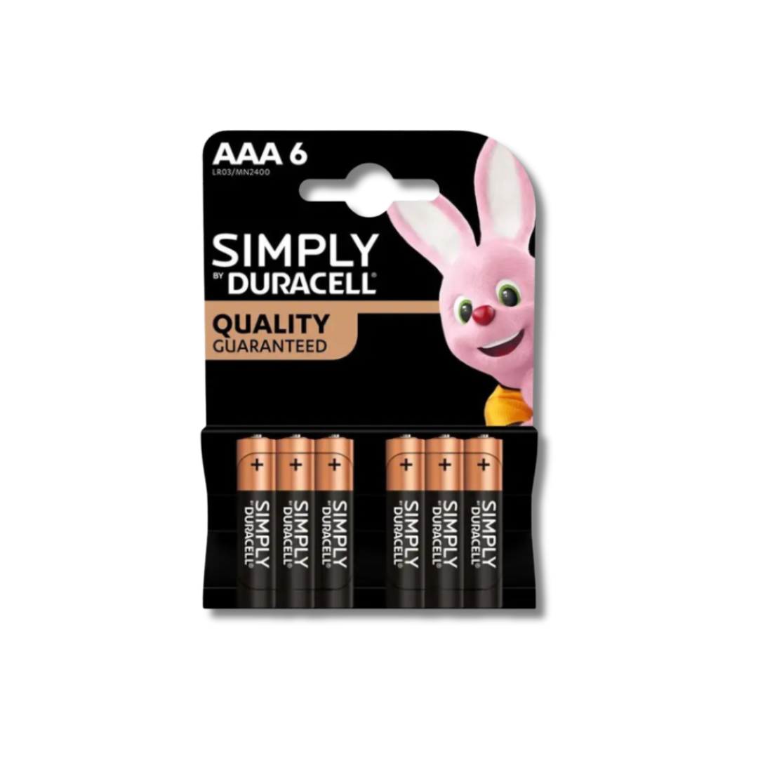 Duracell Simply AAA LR03/MR2400 Alkaline Batteries 6 Pack