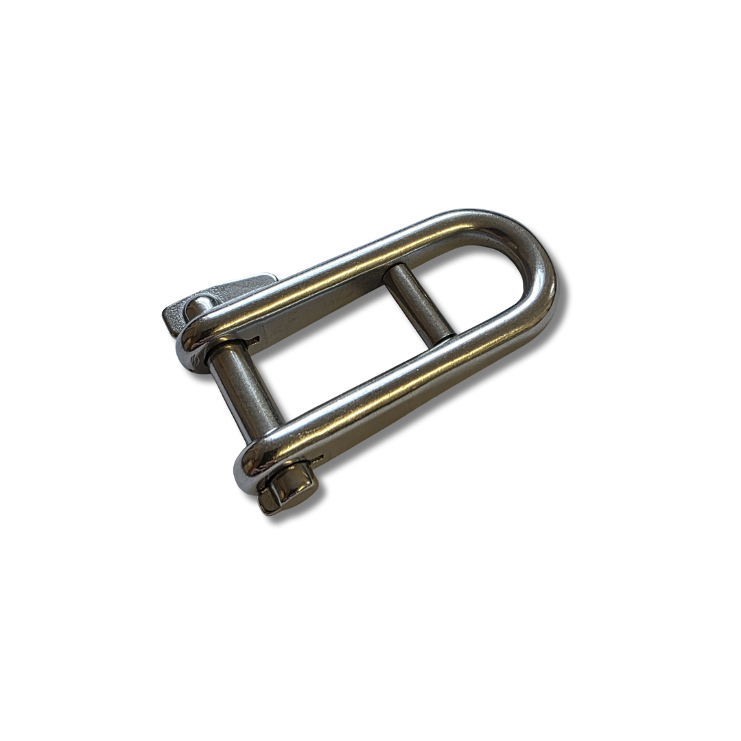Double Bar Long Flat Dee Shackle with Locking Pin - Stainless Steel